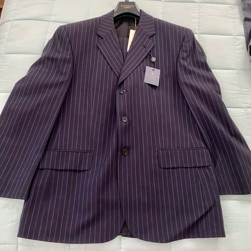 NWT Alexandre London 42 Short pinstripe navy suit